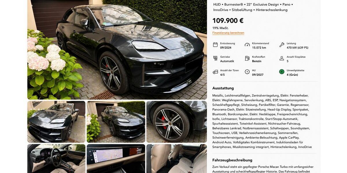 Porsche Macan 15.000 km 94.400 &euro; Hamburg 20249