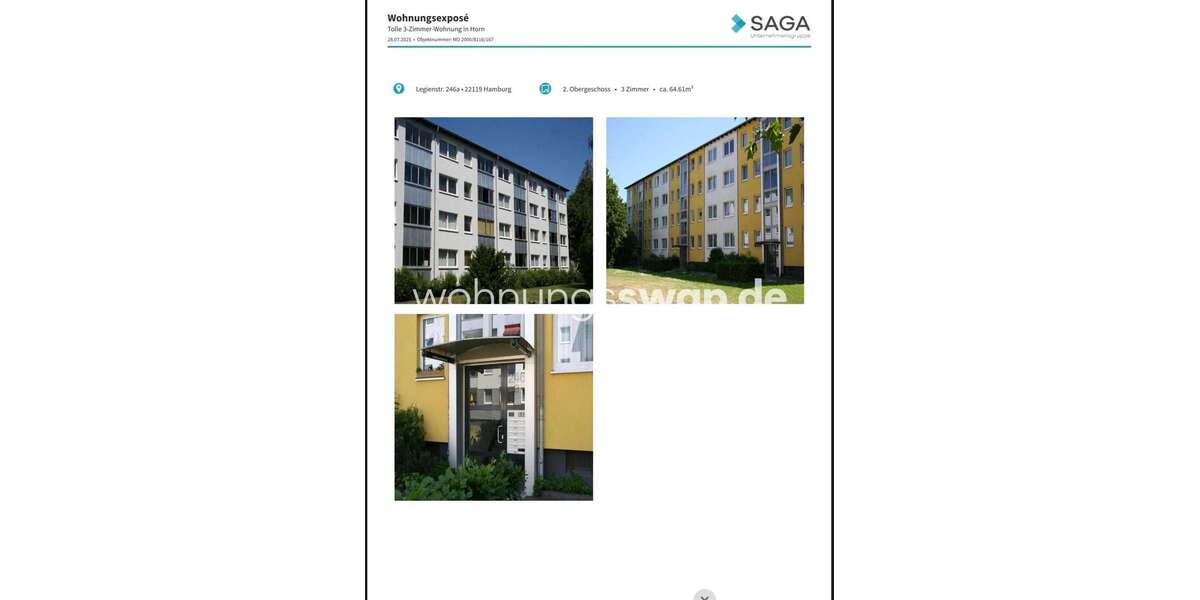 Etagenwohnung Hamburg-Mitte Mitte - 3 Zimmer, 6.461 m&sup2;, 704&euro; | Angebot:27193250